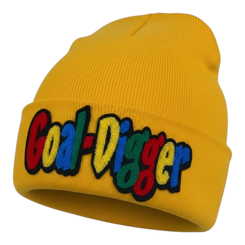 Yellow beanie with colorful &