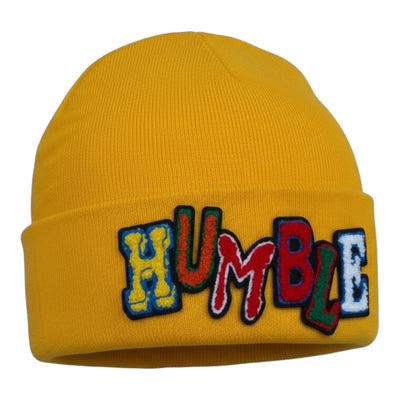 Gold Humble Beanie on white background