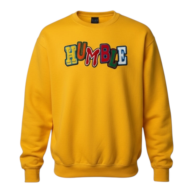 Yellow sweatshirt with colorful &