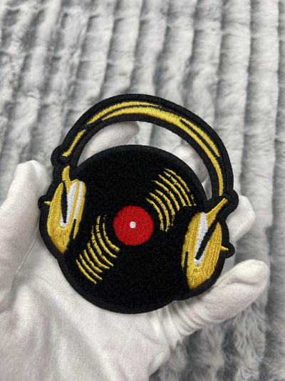 4” Chenille Record/Headphones Patch, Sew on Patch - Reanna’s Closet 2