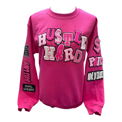 Hustle Hard Sweatshirt (Remixed/Pink/Multi)