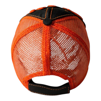 Pretty Trucker Hat Safety Orange with Distressed Style