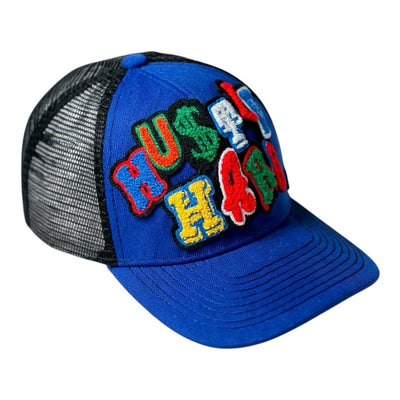 Hustle Hard Trucker (Royal Blue/Black) Mesh Back Hat