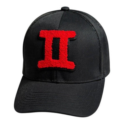 Gemini Zodiac Sign Trucker Hat Red Black Stylish Adjustable Fit