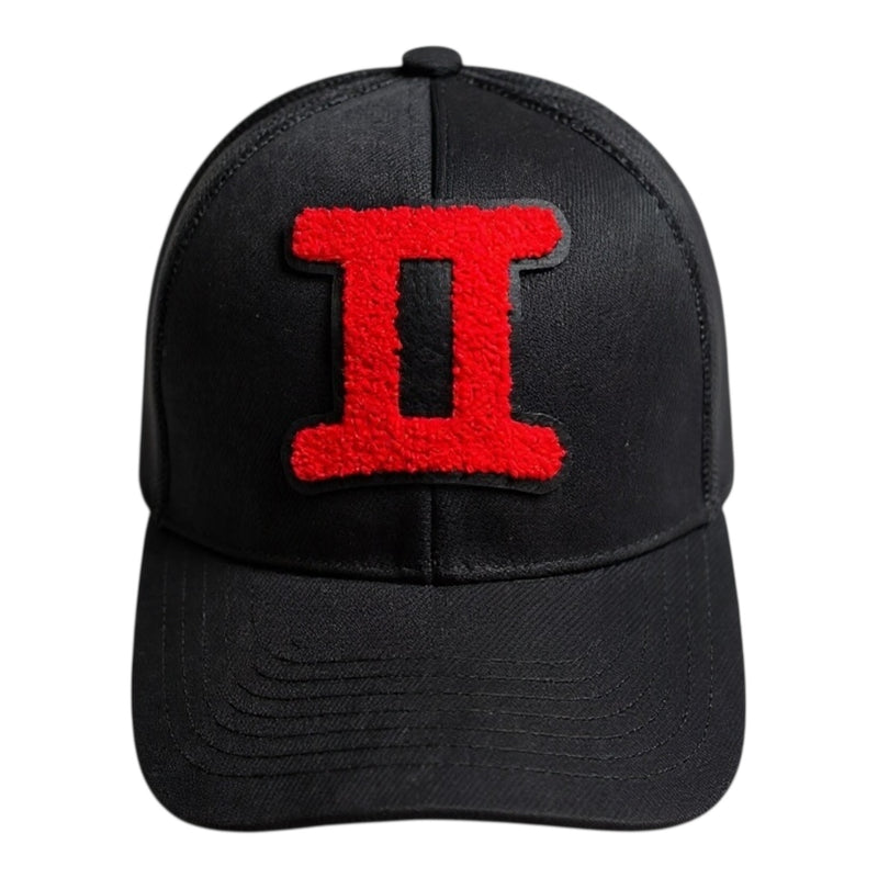 Gemini Zodiac Sign Trucker Hat Red Black Stylish Adjustable Fit