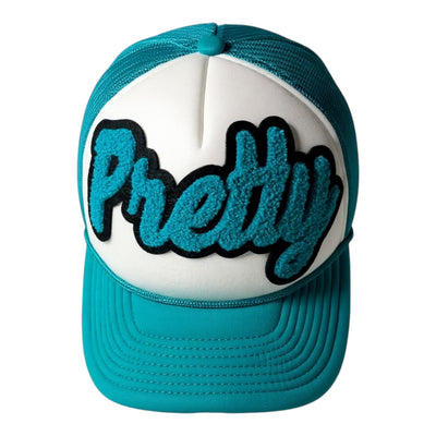 Pretty Foam Trucker Hat in Teal White