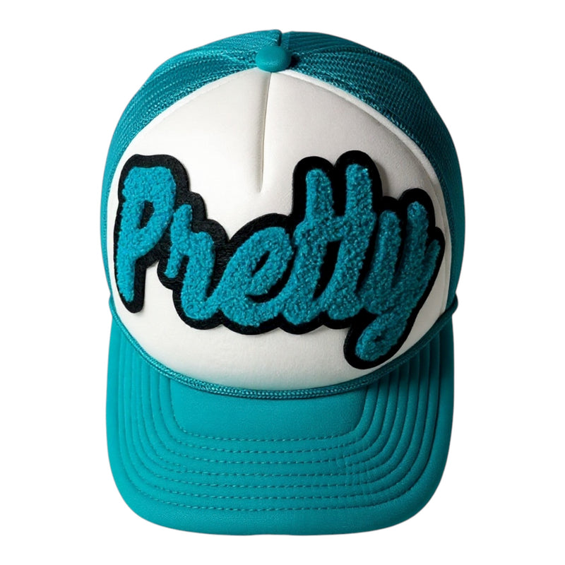 Pretty Foam Trucker Hat in Teal White