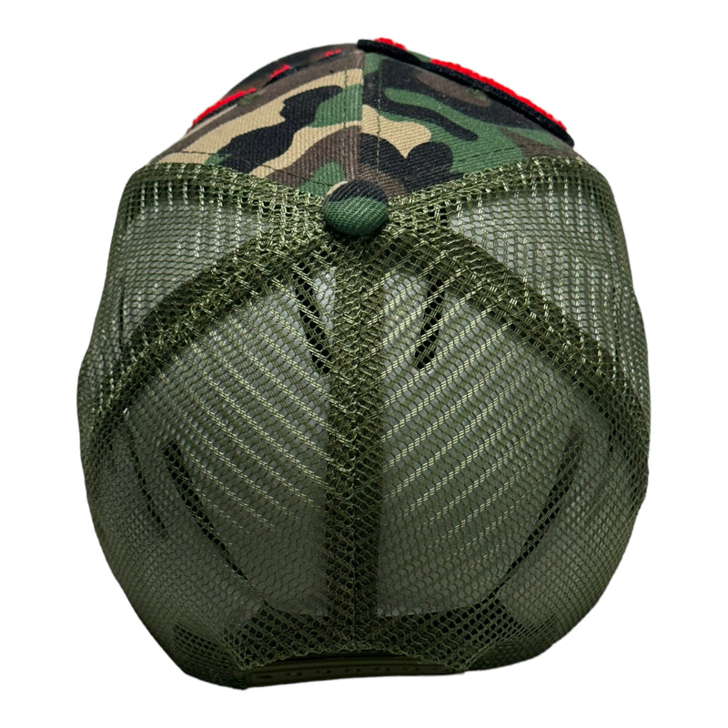 Customized Diva Hat, Camouflage Print Trucker Hat with Mesh Back (Red)