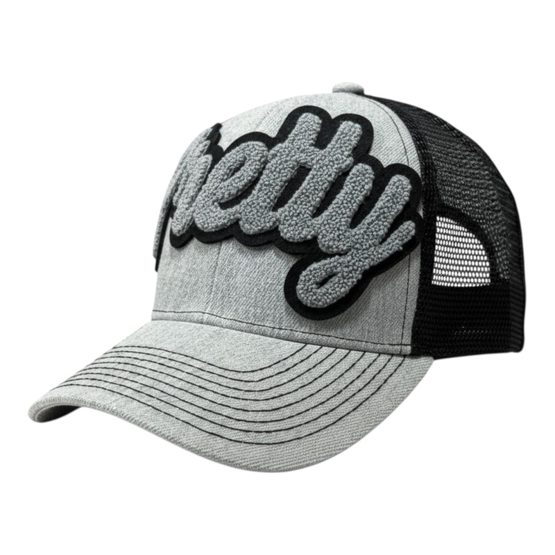 Pretty Trucker Hat Light Gray and Black Adjustable Fit
