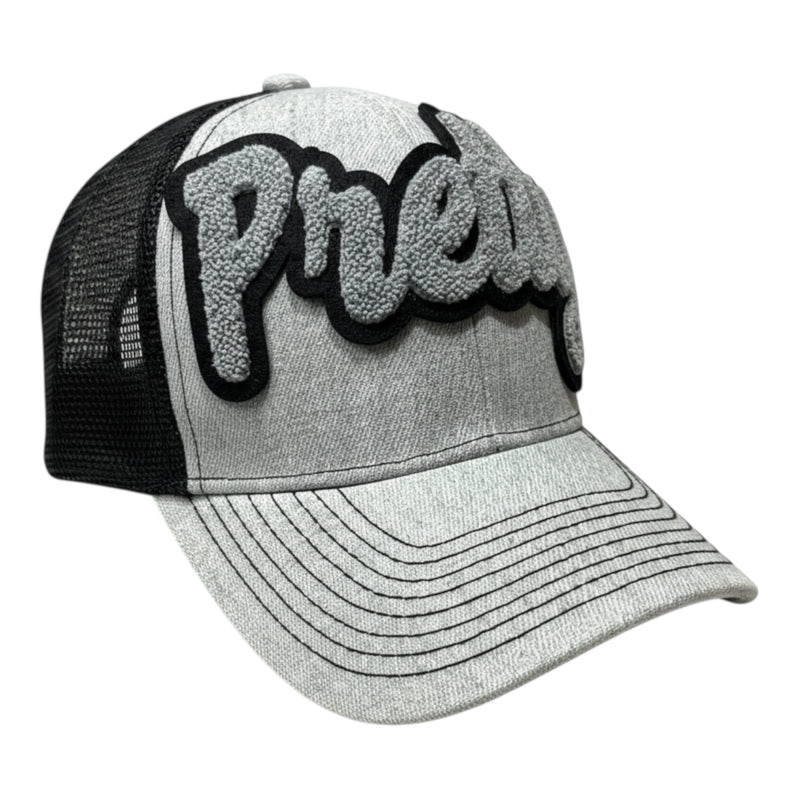 Pretty Trucker Hat Light Gray and Black Adjustable Fit
