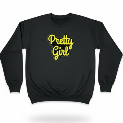 Pretty Girl Sweatshirt Black Yellow Stylish Unisex Wear