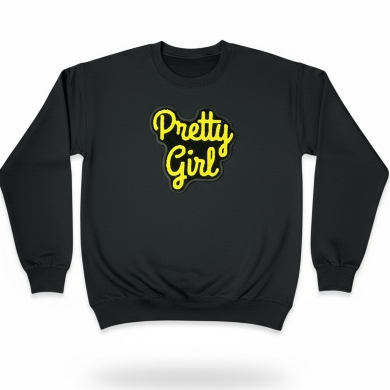 Pretty Girl Sweatshirt Black Yellow Stylish Unisex Wear