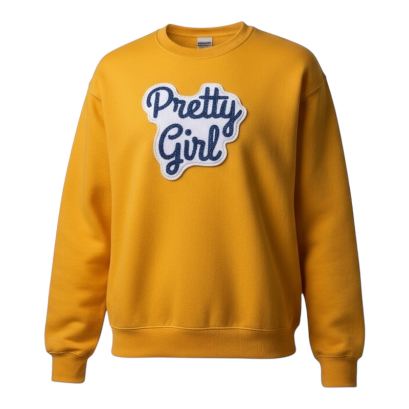 Pretty Girl Sweatshirt in Gold Royal Blue White Colors