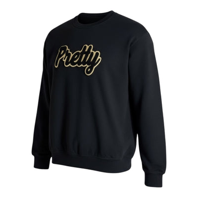 Pretty Sweatshirt Black Gold Glitter Chenille Patch