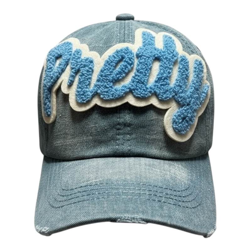 Pretty Trucker Hat Denim Blue Cream Stylish Adjustable Design