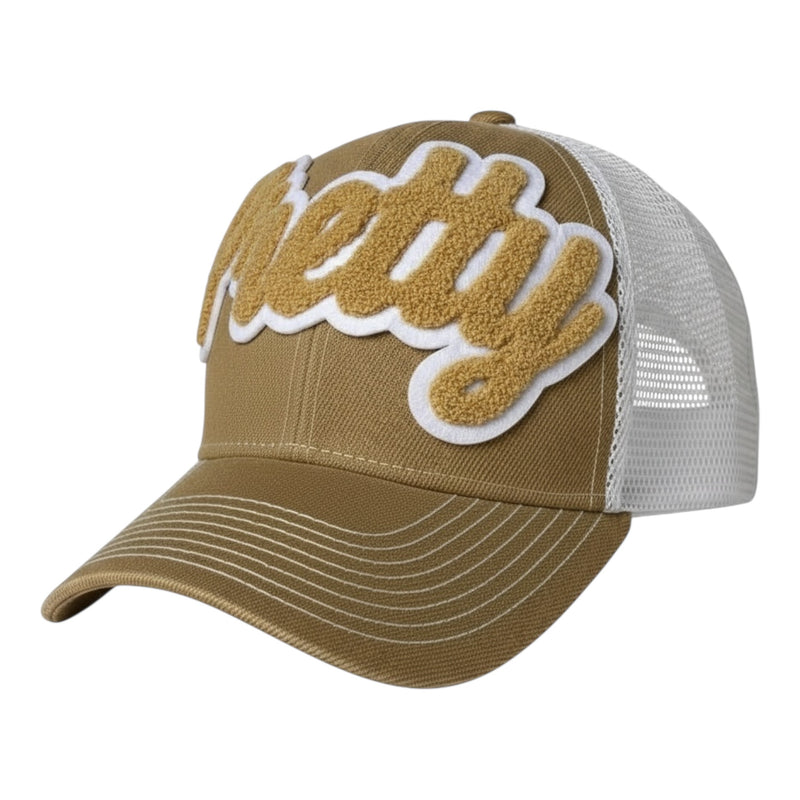 Pretty Trucker Hat (Tan/White) for Stylish Everyday Wear