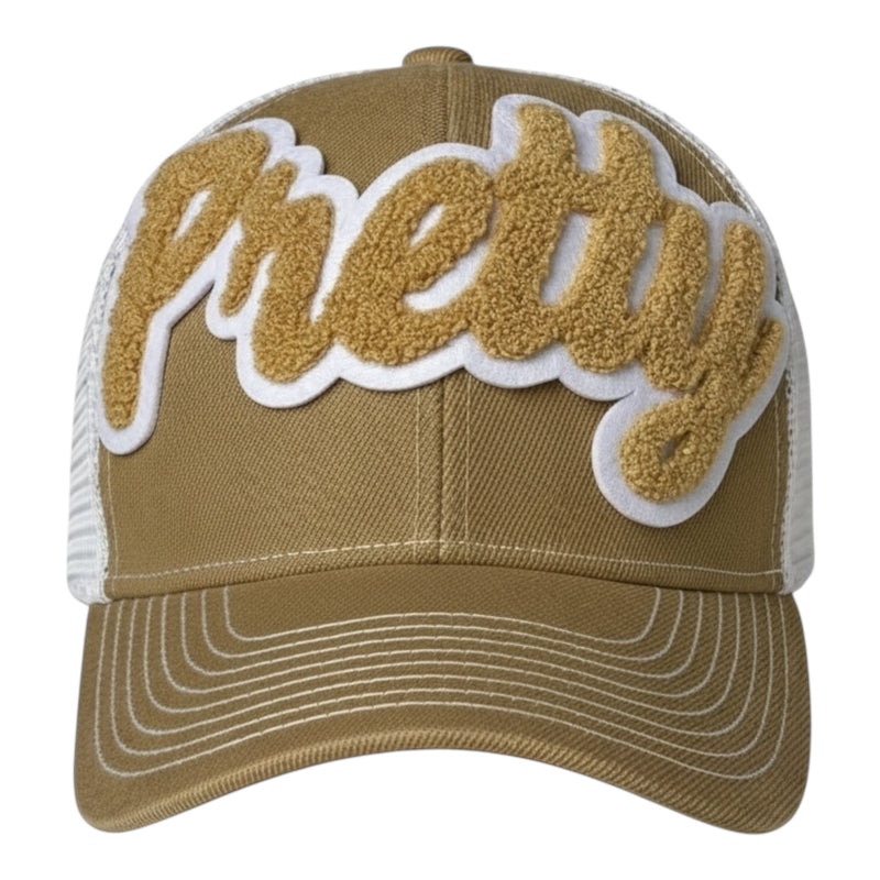 Pretty Trucker Hat (Tan/White) for Stylish Everyday Wear
