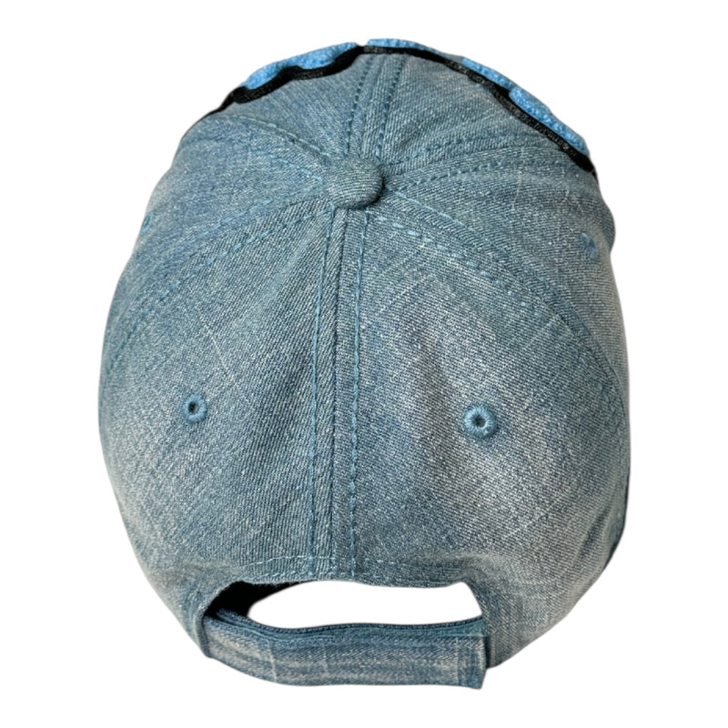 Pretty Trucker Hat Blue Black Adjustable Cotton Denim Cap
