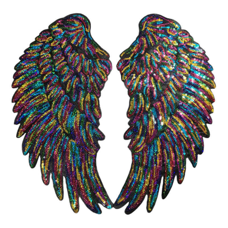 Rainbow Sequin Angel Wings Patch