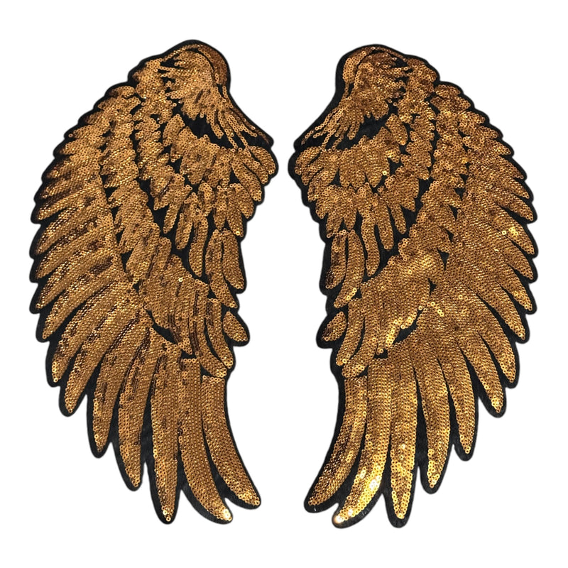 Bronze Sequin Angel Wings Patch