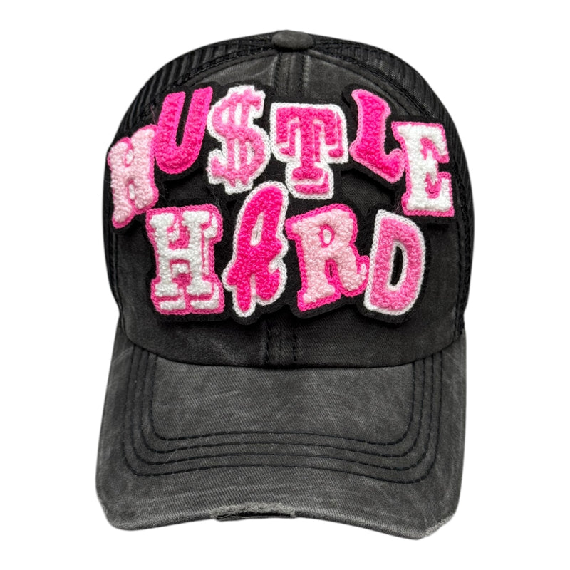 Hustle Hard Trucker Hat (Pink/Multi)