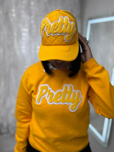 Pretty Quilted/Foam Trucker Hat (Gold/White)