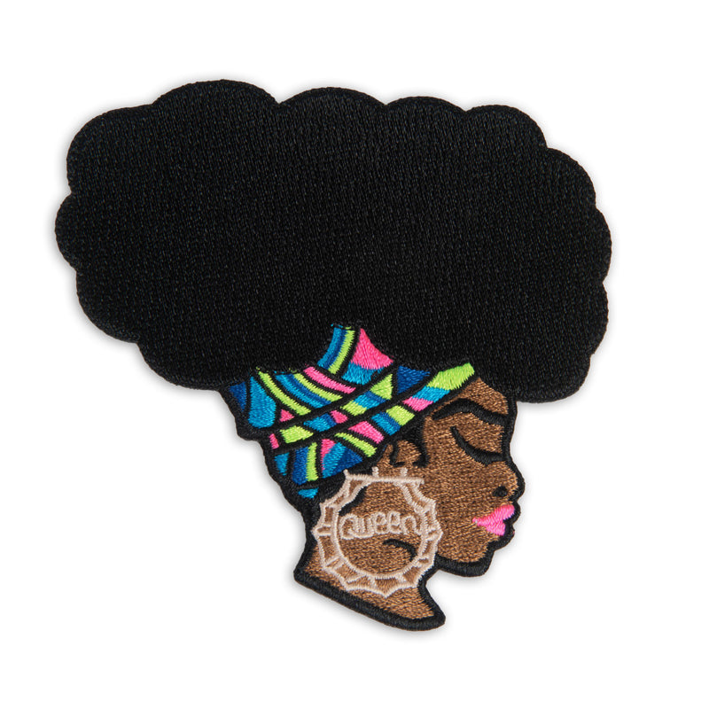 Afrocentric Woman With Bamboo Queen Earrings Patch