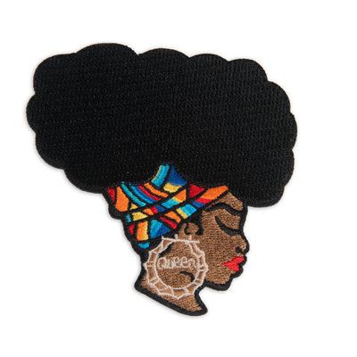 Afrocentric Woman With Bamboo Queen Earrings Patch