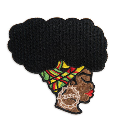 Afrocentric Woman With Bamboo Queen Earrings Patch