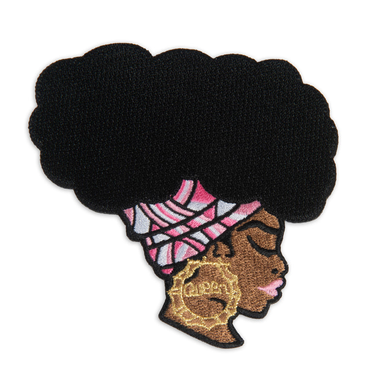 Afrocentric Woman With Bamboo Queen Earrings Patch