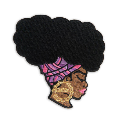 Afrocentric Woman With Bamboo Queen Earrings Patch