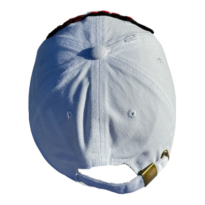 Distressed Virgo Dad Hat (White/Red)