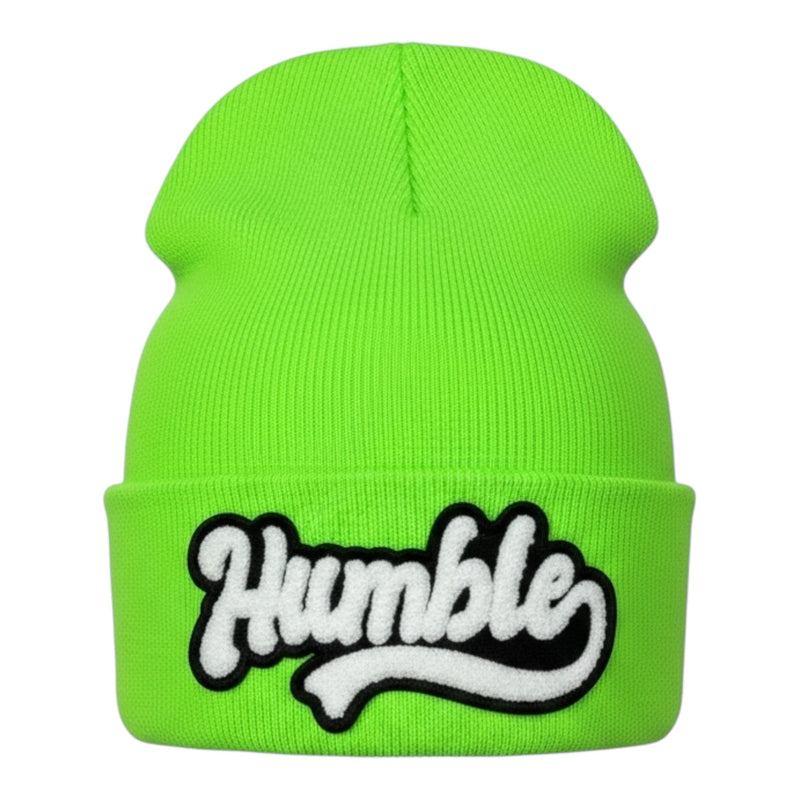 Green beanie with &