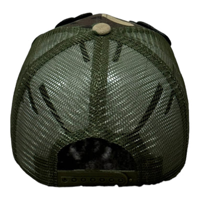 Pretty Hat, Camouflage Print Trucker Hat with Mesh Back (Gold/Green/Purple)