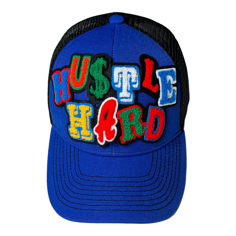 Hustle Hard Hat, Trucker Hat with Mesh Back (Royal Blue)