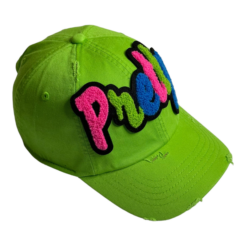 Customized Pretty Hat, Distressed Dad Hat (Neon)