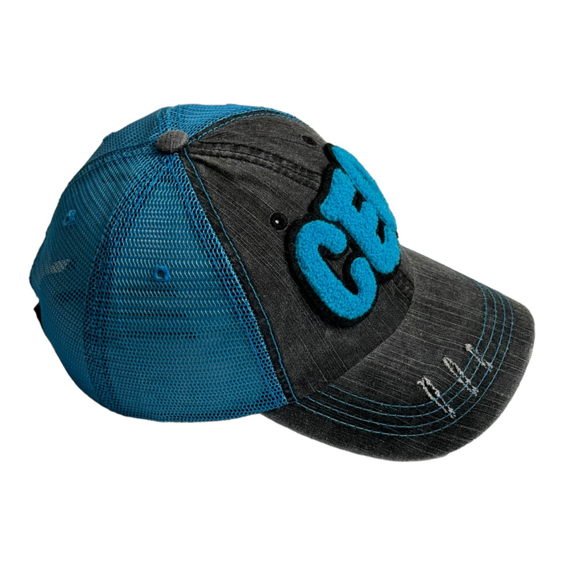 CEO Hat, Distressed Trucker Hat with Mesh Back (Turquoise)