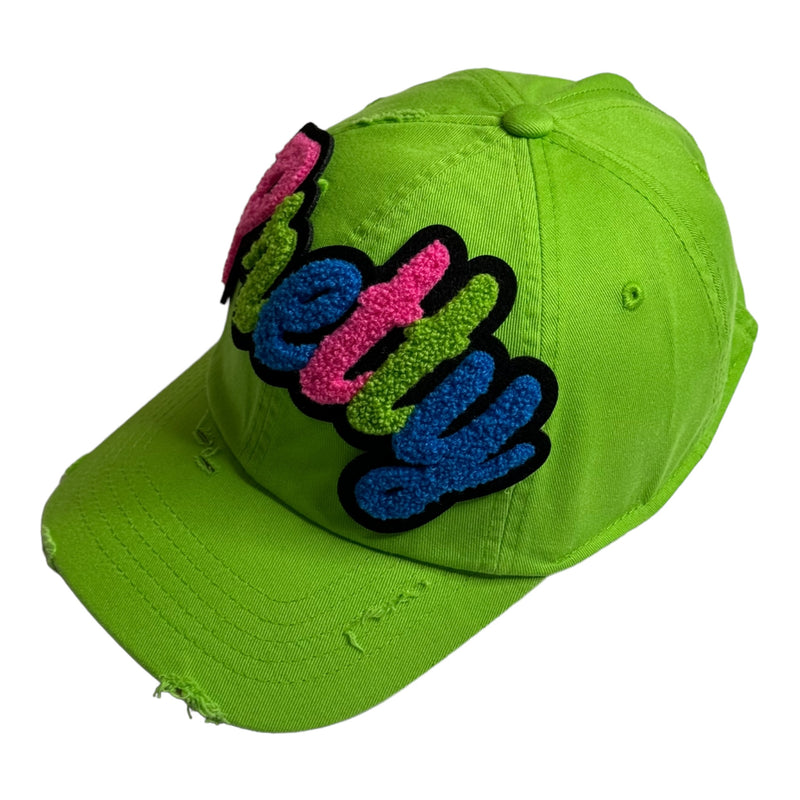 Customized Pretty Hat, Distressed Dad Hat (Neon)