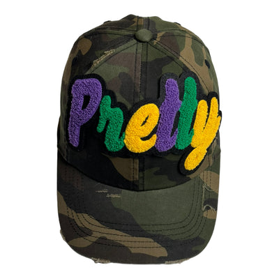 Pretty Hat, Camouflage Print Distressed Dad Hat
