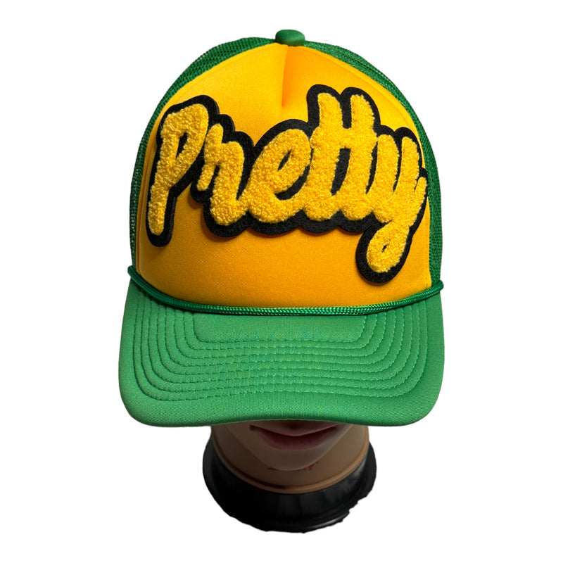 Customized Pretty Hat, Foam Trucker Hat (Gold/Green)