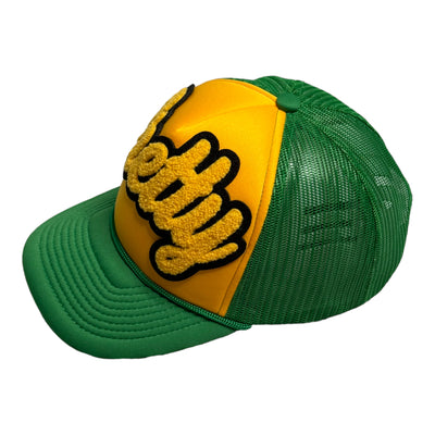 Customized Pretty Hat, Foam Trucker Hat (Gold/Green)
