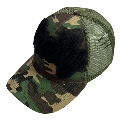 Pretty Hat, Camouflage Print Trucker Hat with Mesh Back (Black)