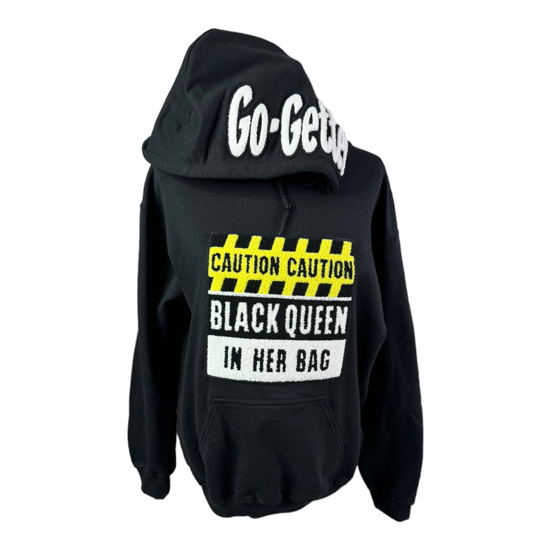 Caution Black Queen in Her Bag Patched Hoodie, Please Allow 2 Weeks for Processing
