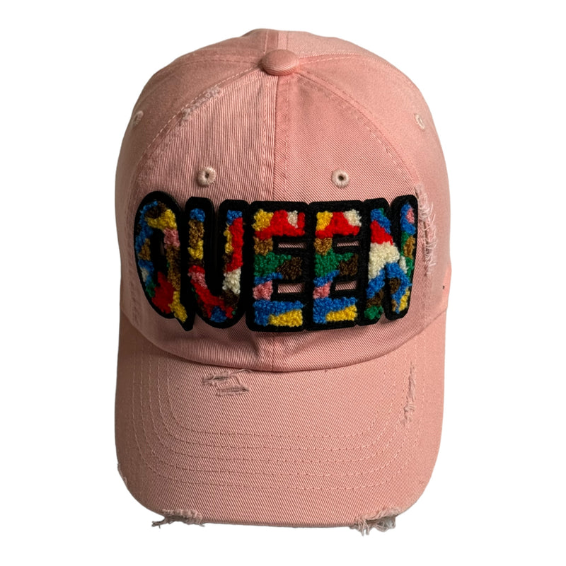 Customized Camo Queen Hat, Distressed Dad Hat
