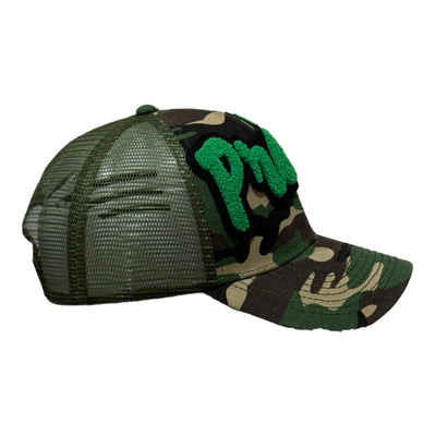 Pretty Hat, Camouflage Print Trucker Hat with Mesh Back (Green)