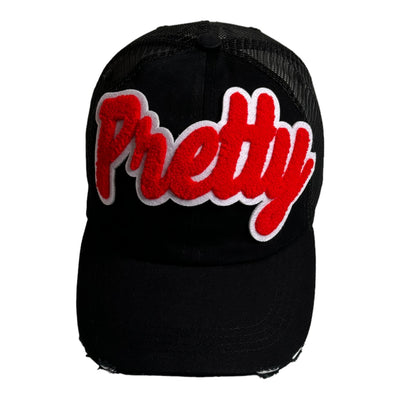 Pretty Hat, Distressed Trucker Hat with Mesh Back (Black) Reanna’s Closet 2
