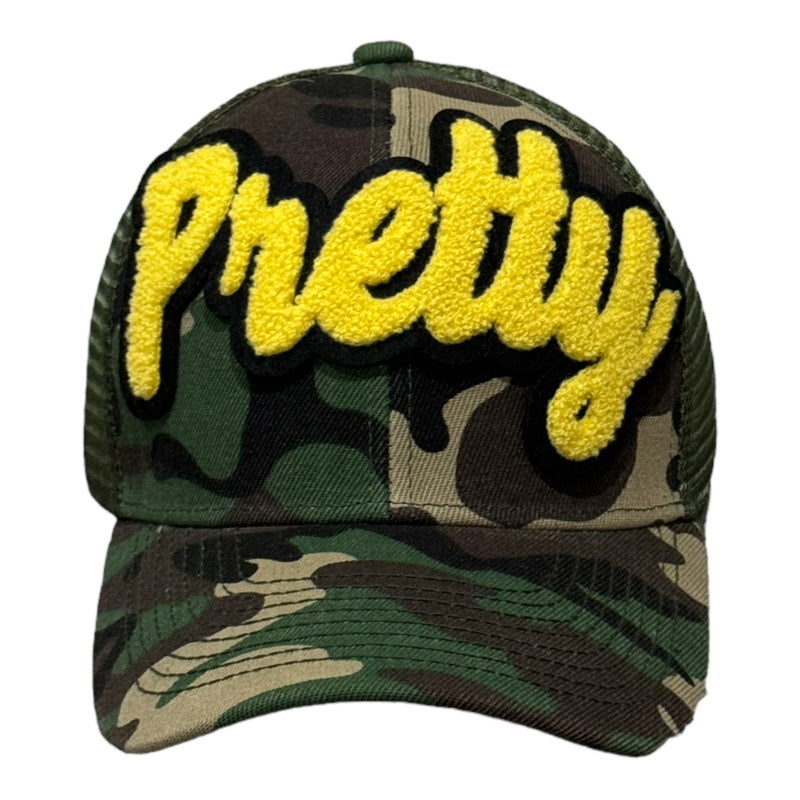 Pretty Hat, Camouflage Print Trucker Hat with Mesh Back (Yellow) Reanna’s Closet 2