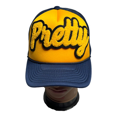 Customized Pretty Hat, Foam Trucker Hat (Gold/Navy)