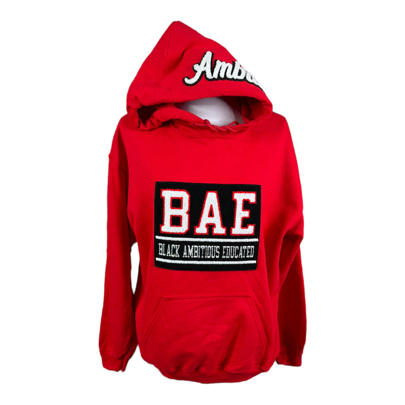 Customized Black Ambitious Educated (BAE) Patched Hoodie, Please Allow 2 Weeks for Processing