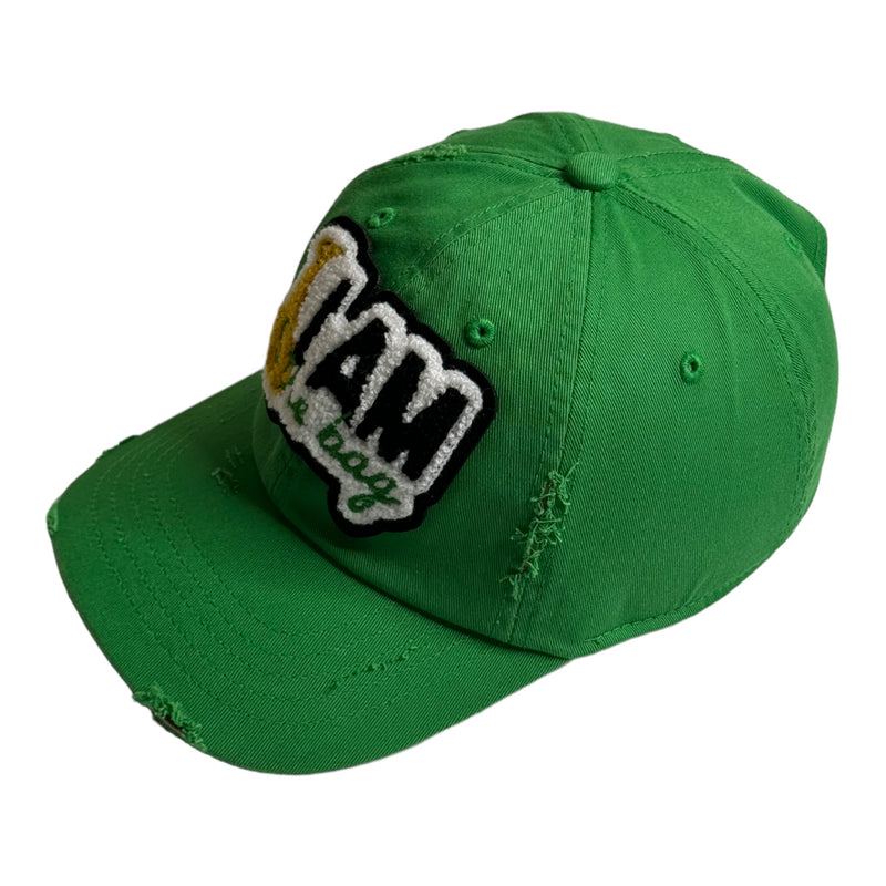 Customized I AM The Bag Hat, Distressed Dad Hat (Green)